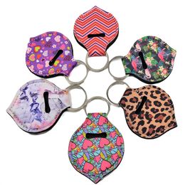 Portable Neoprene Keychains Hand Sanitizer Bottle Bags Alcohol Bottles Lipstick Holders Covers Leaf Mermaid Car Key Chains Rings Accessories