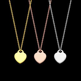 Fashion stainless steel T letter peach heart green rose gold silver necklace foreign trade ladies love necklace for woman