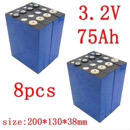 KLUOSI 8PCS 3.2V 75Ah battery pack LiFePO4 Lithium iron phospha Large capacity 75000mAh Motorcycle Electric Car motor batteries