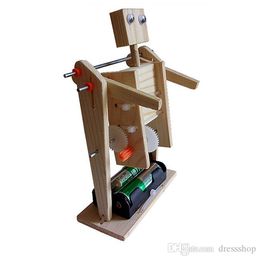 school DIY Electric Gymnastics Robot Wood Assembly Model Chuangke Science Experiment puzzle toy