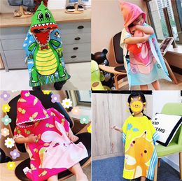 Cute Kids Cartoon Bathrobes Cloak Boys Girls Bath Towels Hooded Poncho Towel Swim Pool Beach Towel Lovely Kids Home Shower Robe 13 Colours