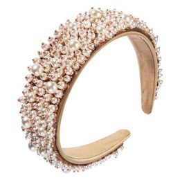 Luxury Designer Hair Bands Women Baroque Headband Handmade Nail Pearls Wild Catwalk White Wholesale