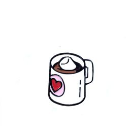 Hot selling cute cartoon creative white coffee cup with red heart alloy enamel pin badge brooch
