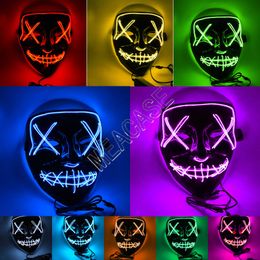 Luminous Face Masks for Halloween Designers LED Glowing Horror Mask Purge Face Cover INS Costume DJ Party Light Up Masks Glow In Dark D81805