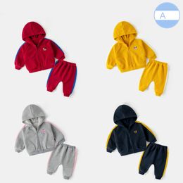 Hooded baby suit 1-3 years old boy girl baby spring and autumn sportswear two-piece baby suit cute children's clothing