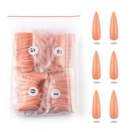 500pcs/Bag Professional False Nails Long Stiletto Tips Acrylic Press on Fake Nails Candy Colour Full Cover Nail Art Manicure