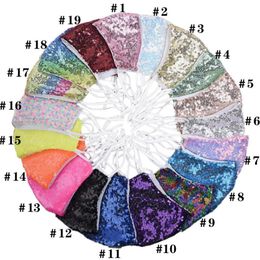 Women's Girl's Sequins Face Mask For Shopping Party Wedding Wearing Sparkle Washable Reusable Bling Face Covers 19 colors Masks