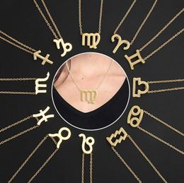 Gold Silber Edelstahl Sternzeichen Neckless 12 Konstellation Anhänger Halskette Frauen Gold Kette Halskette Männer Schmuck geschenk
