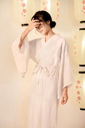 Japanese Anime Kimono national Bathrobe cotton robe Pure White Lining oriental Traditional Dress cosplay costume Asian clothing