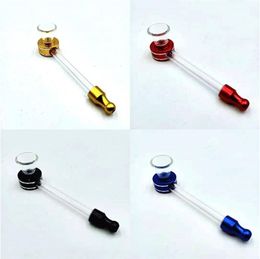 L Type Glass Smoking Pipe Oil Burner Metal Clear Pipes Removable Small Round Head Cigarette Accessories Popular Hot Sale 5 8hq G2