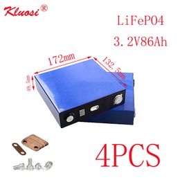 NEW KLUOSI 4PCS 3.2V86Ah LiFePO4 Battery 4S/12V Pack FOR Solar Energy Storage Inverter EV Marine RV Golf US/EU TAX FREE