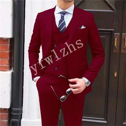 Handsome Two Buttons Groomsmen Notch Lapel Groom Tuxedos Men Suits Wedding/Prom/Dinner Best Man Blazer(Jacket+Pants+Tie+Vest) W363