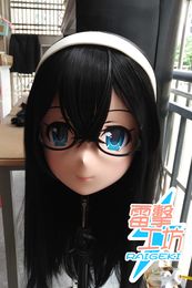 (RK MASK 13) Handmade Women Girl Silicone Full Head Mask Cosplay Kigurumi Mask Crossdresser BJD Doll Kigurumi Japanese KIG Anime Masks