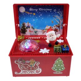 -Mini électrique du Père Noël Arbre de Noël bonhomme de neige bricolage Boîte à musique avec des lumières jouets pour les enfants Cadeaux de Noël
