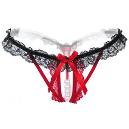 Sexy laço calcinha lingerie mulheres lingerie cintura baixa oco t-back bordado g strings senique underwear vermelho preto quente thongs cueca