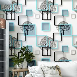 Hot selling blue purple Modern Geometric Wallpaper Hotel Study Background Wall PVC washable Waterproof vinyl Wallpaper