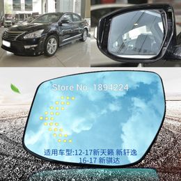 For Nissan teana/ Sylphy/ TIIDA Car Rearview Mirror Wide Angle Blue Mirror Arrow LED Turning Signal Lights