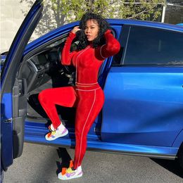 New Plus size 2X fall winter women outfits long sleeve tracksuits jacket crop top leggings solid color two piece set casual jogger suit 3720