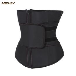 HEXIN Abdominal Belt High Compression Zipper Plus Size Latex Waist Cincher Corset Underbust Body Fajas Sweat Waist Trainer T200824