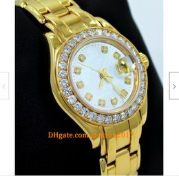 20 style Christmas gift watches 69298 18K YELLOW GOLD MOP DIAL FACTORY DIAMOND BEZEL LADIES 26mm