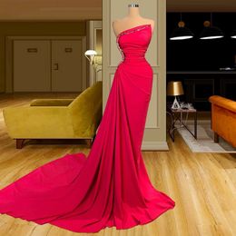 Elegant Mermaid Evening Dresses Strapless Long Party Prom Gowns 2021 New Red Carpet vestido de novia