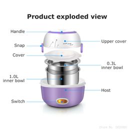 Freeshipping Mini Electric Rice Cooker Thermal Heating Lunch Box Portable Food Steamer Cooking Container Meal Lunch Box Warmer 200W