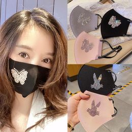 Glitter Butterfly Pattern Studded Breathable Mouth Mask 3 Colours Ladies outdoor fashion dustproof breathable washable protective face mask