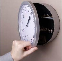 Wall Clock Hidden Storage Case Round White Watch Clocks Hide Safe Box Fashion Bell Conceal Hanging Container Home Decoration 17hl G2