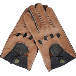 Men's Genuine Leather Gloves Male Breathable Fashion Classic Goatskin Unlined Thin Spring Summer Driving Mittens TB15 201021