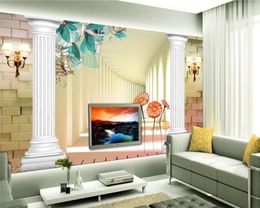 Living 3d Wallpaper 3d Wallpaper for Bedroom 3D Space European Style Roman Column Flower TV Background Wall Silk Mural Wallpaper