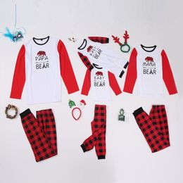 2020 neue Familie Eltern-kind-Kleidung Europäischen Und Amerikanischen Rundhals Weihnachten Karo Spleißen Langarm Pyjamas Set