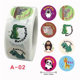 500Pcs/Roll Animal Reward Stickers for Kids Self Adhesive Positive Words Incentive Sticker Label Animal Shape Wall Decals YJL897