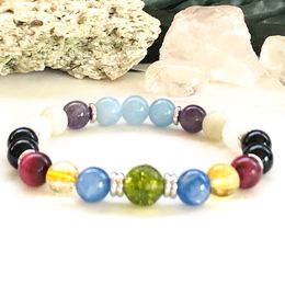 MG0876 New Design Top Grade Kyanite Mix Gemstone Bracelet Women`s Moonstone Yoga Energy Mala Bracelet Power Bracelet