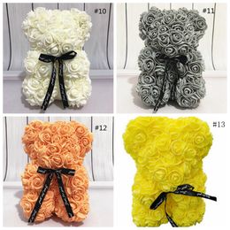 13style 25CM Rose Teddy Bear PE Plastic Artificial Flowers Foam Soap Rose Flower Valentines Day Gift Christmas Decorations by sea GGA3753