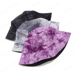 Summer Fashion Tie Dye Cotton Double Sided Bucket Hat Men Women Fishing Cap Boys Girls Street Fishermen Hat Sunscreen Travel Hat