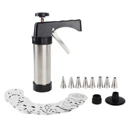 Cookie Press Kit Gun Machine Cookie Making Cake Decoration 13 Press Molds & 8 Pastry Piping Nozzles Cookie Tool Biscuit Maker
