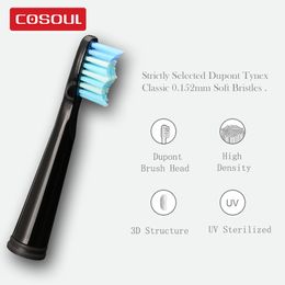 Original COSOUL Electric Toothbrush Heads Black White Tooth brush Replacement Heads Deeply Clean Whiten Oral Healthy Care