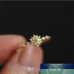 16K Gold Silver Women's Snowflake Set Auger Crystal Rhinestone Rings Engagement Wedding Finger Band Ring Jewelry Gifts Size 6-10