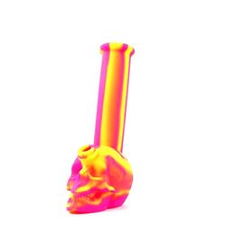 skull silicone smoking dab water bong for wax oil herb tobacco with glass bowl wholesale unbreakable new product silicone