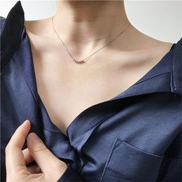 Silver Plated Necklace Clavicle Chain for Women Japanese Korean Style Simple Round Bead Transfer Beads Necklace