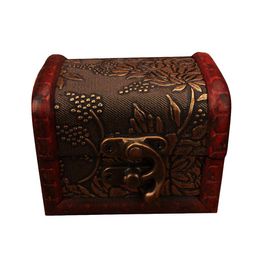 free shipping 100pcs Vintage Jewelry Box Organizer Storage Case Mini Wood Flower Pattern Metal Container Handmade Wooden