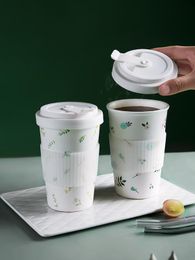 500ml Flower Ceramic Coffee Mug with Lid and Cover Milk Cups Water Drinkware Present for Family Kitchen Dinning Bar 500ml Flower Ceramic Coffee Mug with Lid and Cover Milk Cups Water Drinkware Present for Family Kitchen Dinning Bar