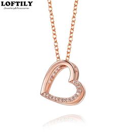 Fashion Love Heart CZ Necklace Pendants Gift Rose Gold Plate Birthday Gift for Mothers Day Valentine's Day Jewelry Necklace