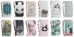 3D Flower Leather Wallet Cases For Iphone 15 14 13 Pro Max 12 11 XS MAX X XR 8 7 6 Samsung S23 Ultra Plus Tiger Animal Cartoon Cat Dog Panda Leopard Card ID Holder Flip Cover