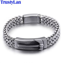 TrustyLan Punk Rocker Men's Wrap Bracelets 2020 14MM Wide 316L Stainless Steel Hammer Bracelet For Men Armband Jewellery Wristband
