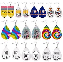 New Design Leather Earrings Math Teacher Pencil Water Drop Dangle Earrings Fashion Jewelry Graduation Season Gifts Epacket free