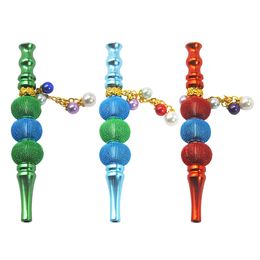 HONEYPUFF Handmade Metal Hookah MouthPiece Mouth Tip With Pendant Jewelry Blue Red Green Color Hookah Filter Tip Hookah Smoking Mouth Tip