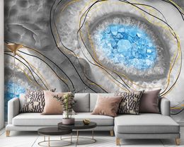 3d Wallpaper Custom Photo Mural Modern Marble Pattern Blue Agate Slice TV Background Wall HD Superior Interior Decorations Wallpaper