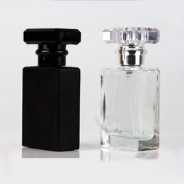 2020 Empty Glass Fine Mist Spray Bottle 30ml Black Clear Refillable Sprayer Bottles 1OZ Free Shipping