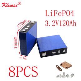 KLUOSI 8PCS LiFePO4 Battery 3.2V120Ah 8S/24V Pack FOR Solar Energy Storage Inverter EV Marine RV Golf US/EU TAX FREE